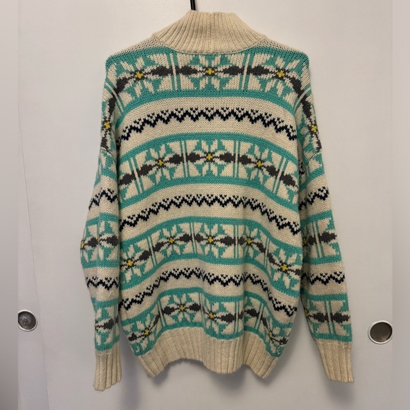 American Eagle Blue Cream Oversized Fairisle Mock Neck Sweater - size S - Picture 14 of 15